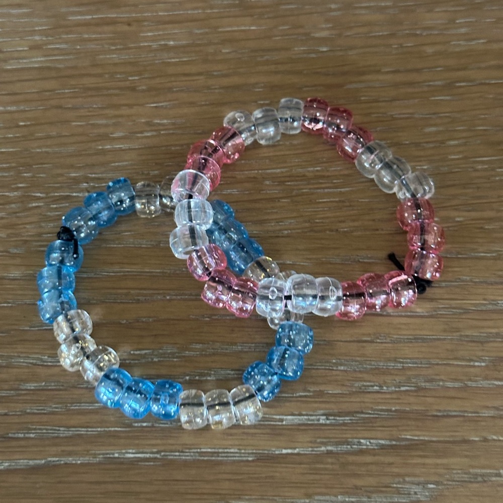 Elegant handmade Beaded Bracelets Set - Pink and Blue